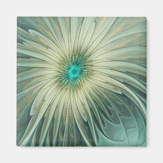 Abstrakt Sage Green Fantasy Blume Fraktal Kunst Magnet (Vorne)