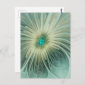 Abstrakt Sage Green Fantasy Blume Fraktal Kunst Postkarte (Vorne/Hinten)