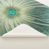 Abstrakt Sage Green Fantasy Blume Fraktal Kunst Sherpadecke (3/4)