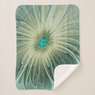 Abstrakt Sage Green Fantasy Blume Fraktal Kunst Sherpadecke