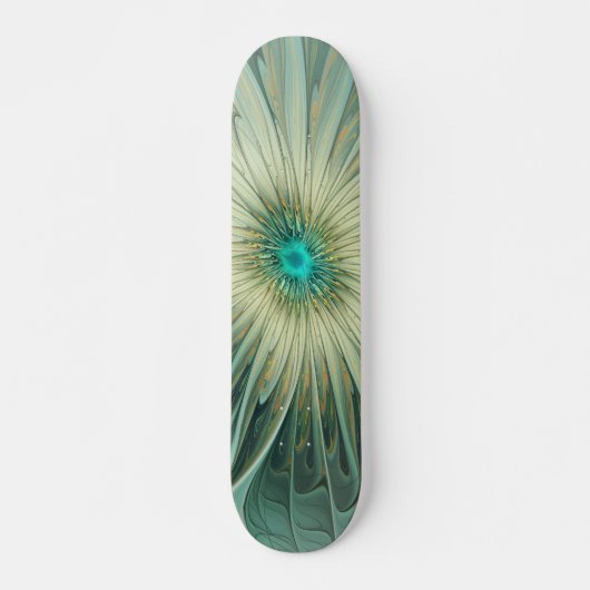 Abstrakt Sage Green Fantasy Blume Fraktal Kunst Skateboard (Vorne)
