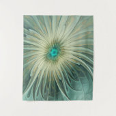 Abstrakt Sage Green Fantasy Blume Fraktal Kunst Wandteppich (Vorderseite)