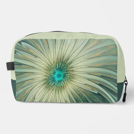 Abstrakt Sage Green Fantasy Blume Fraktal Kunst Waschbeutel (Vorderseite)