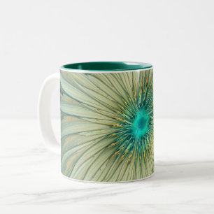 Abstrakt Sage Green Fantasy Blume Fraktal Kunst Zweifarbige Tasse