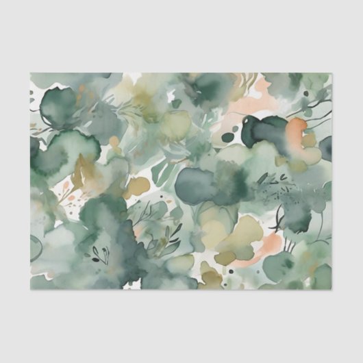 Abstrakt Sage Green Watercolor-Muster Seidenpapier (Vorderseite)