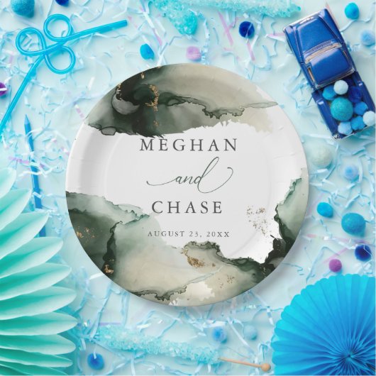 Abstrakt Sage Smaragdgrüne Farbe Pappteller (Party)