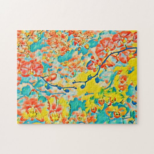 Abstrakt Sakura Spring Cherry Blossom Blumenbeere Puzzle (Horizontal)