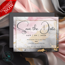 Abstrakt Save the Date - Schwarzes Gold Rose Rosa Einladung