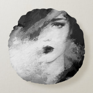 Abstrakt schöne Frau. Modellierung. ac Rundes Kissen