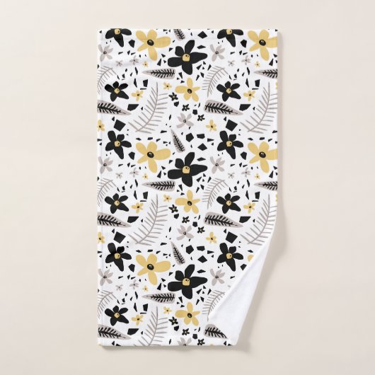 Abstrakt Schwarz-Gelb-Grau Nahtloses Muster Badhandtuch Set (Handtuch)