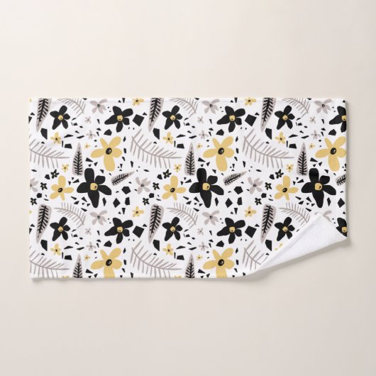 Abstrakt Schwarz-Gelb-Grau Nahtloses Muster Badhandtuch Set (Handtuch)