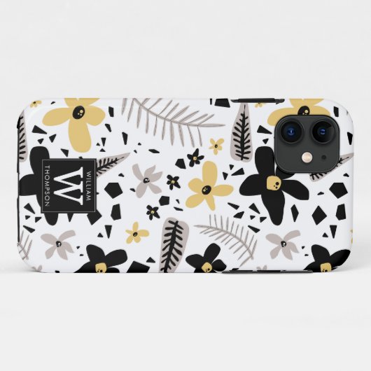 Abstrakt Schwarz-Gelb-Grau Nahtloses Muster Case-Mate iPhone Hülle (Rückseite (Horizontal))