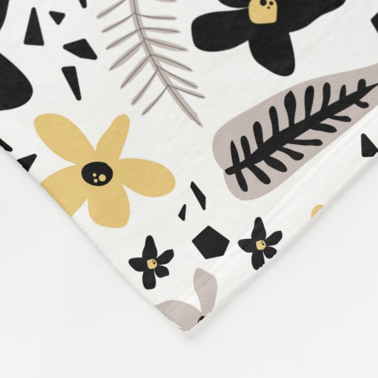 Abstrakt Schwarz-Gelb-Grau Nahtloses Muster Fleecedecke (Ecke)