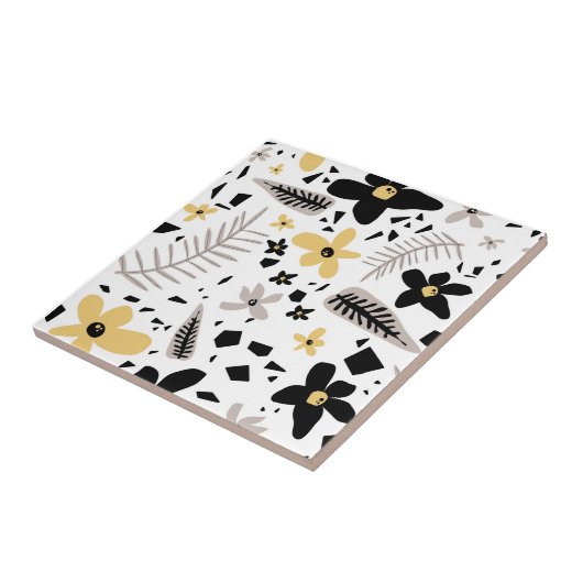 Abstrakt Schwarz-Gelb-Grau Nahtloses Muster Fliese (Seite)