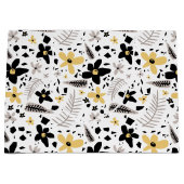 Abstrakt Schwarz-Gelb-Grau Nahtloses Muster Große Geschenktüte (Vorderseite)