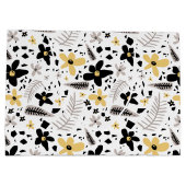 Abstrakt Schwarz-Gelb-Grau Nahtloses Muster Große Geschenktüte (Rückseite)