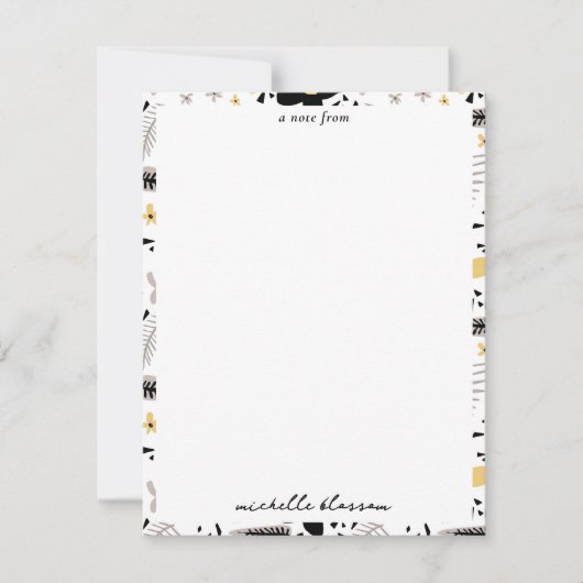 Abstrakt Schwarz-Gelb-Grau Nahtloses Muster Mitteilungskarte (Vorderseite)