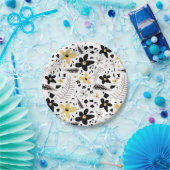 Abstrakt Schwarz-Gelb-Grau Nahtloses Muster Pappteller (Party)