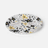 Abstrakt Schwarz-Gelb-Grau Nahtloses Muster Pappteller (Schrägansicht)