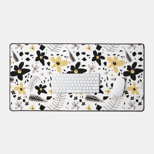 Abstrakt Schwarz-Gelb-Grau Nahtloses Muster Schreibtischunterlage (Tastatur & Maus)