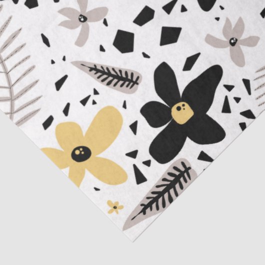 Abstrakt Schwarz-Gelb-Grau Nahtloses Muster Seidenpapier (Ausschnitt)