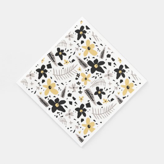 Abstrakt Schwarz-Gelb-Grau Nahtloses Muster Serviette (Ecke)