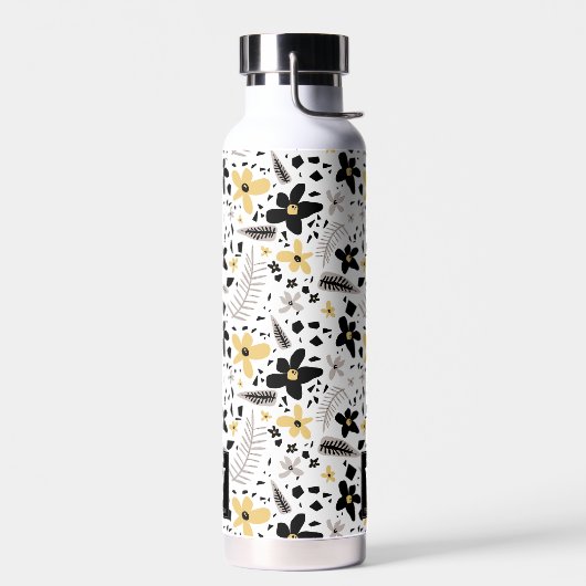 Abstrakt Schwarz-Gelb-Grau Nahtloses Muster Trinkflasche (Links)