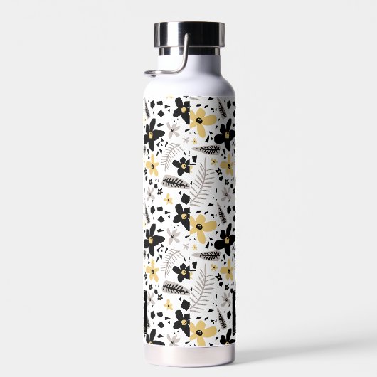Abstrakt Schwarz-Gelb-Grau Nahtloses Muster Trinkflasche (Rechts)