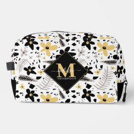 Abstrakt Schwarz-Gelb-Grau Nahtloses Muster Waschbeutel