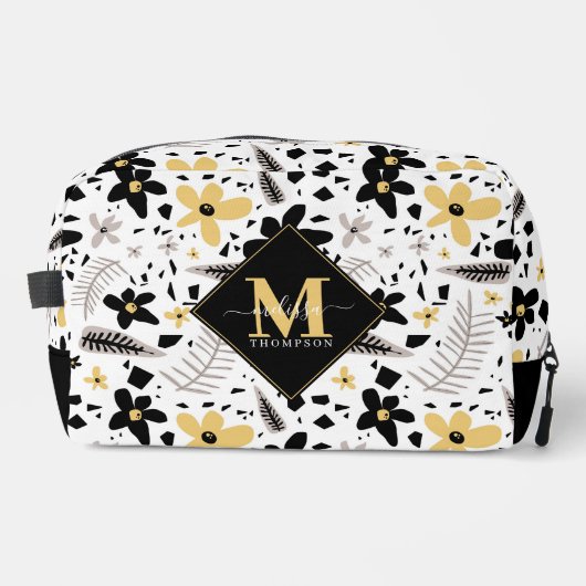 Abstrakt Schwarz-Gelb-Grau Nahtloses Muster Waschbeutel (Vorderseite)