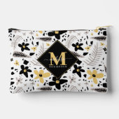 Abstrakt Schwarz-Gelb-Grau Nahtloses Muster Zubehörtasche (Rückseite)