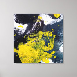 Abstrakt Schwarz-Gelb-Pinselstrich Leinwanddruck