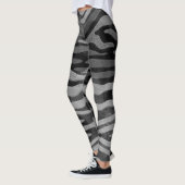 Abstrakt Schwarz, Grau, Silberne Leggings (Links)