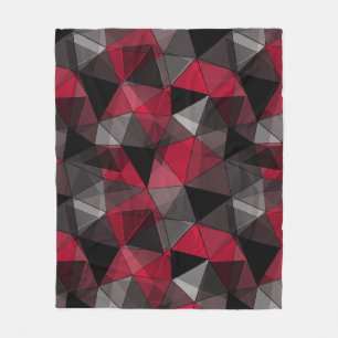 Abstrakt Schwarz, rot, grau geometrisch. Fleecedecke