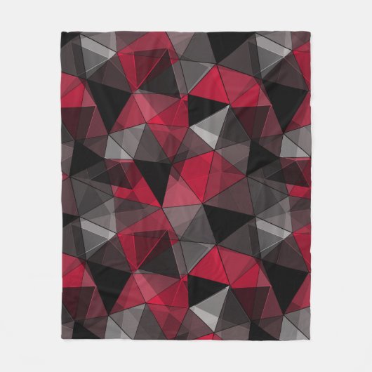 Abstrakt Schwarz, rot, grau geometrisch. Fleecedecke (Vorderseite)