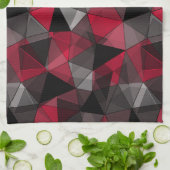 Abstrakt Schwarz, rot, grau geometrisch. Geschirrtuch (Gefaltet)