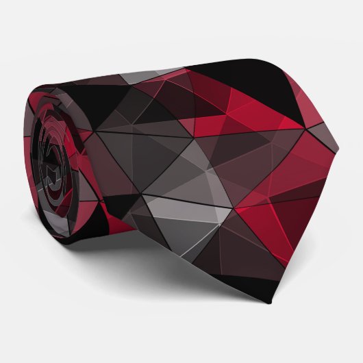 Abstrakt Schwarz, rot, grau geometrisch. Krawatte (Gerollt)