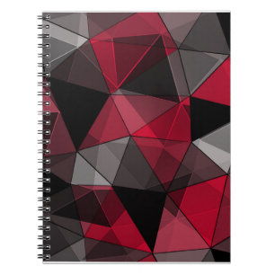 Abstrakt Schwarz, rot, grau geometrisch. Notizblock