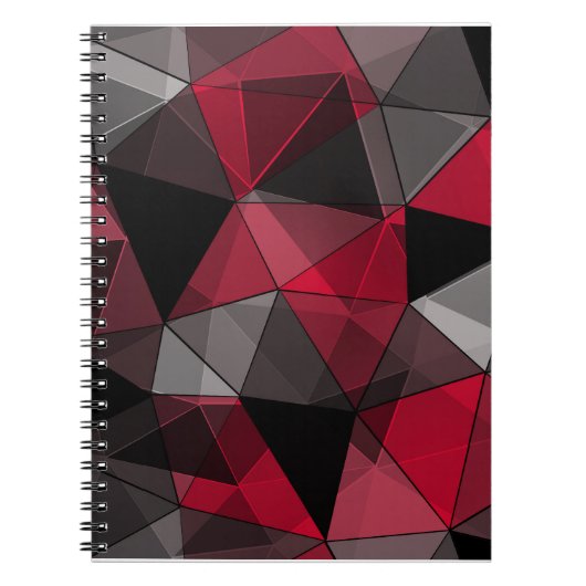 Abstrakt Schwarz, rot, grau geometrisch. Notizblock (Vorderseite)