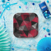 Abstrakt Schwarz, rot, grau geometrisch. Pappteller (Party)