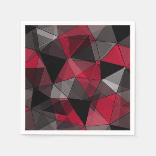 Abstrakt Schwarz, rot, grau geometrisch. Serviette