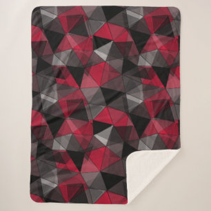 Abstrakt Schwarz, rot, grau geometrisch. Sherpadecke