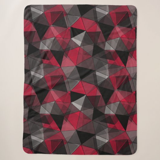 Abstrakt Schwarz, rot, grau geometrisch. Sherpadecke (Vorderseite)