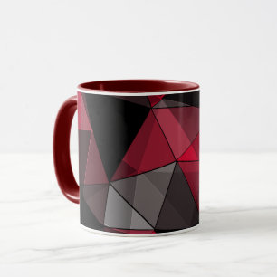 Abstrakt Schwarz, rot, grau geometrisch. Tasse