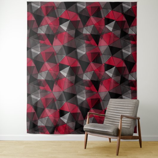 Abstrakt Schwarz, rot, grau geometrisch. Wandteppich (Beispiel)