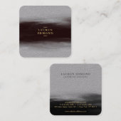 Abstrakt Schwarz-Tinte Pinselstrich Premium Grau Quadratische Visitenkarte (Vorne/Hinten)