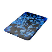 Abstrakt Schwarz und Blau Badematte (Schrägansicht)