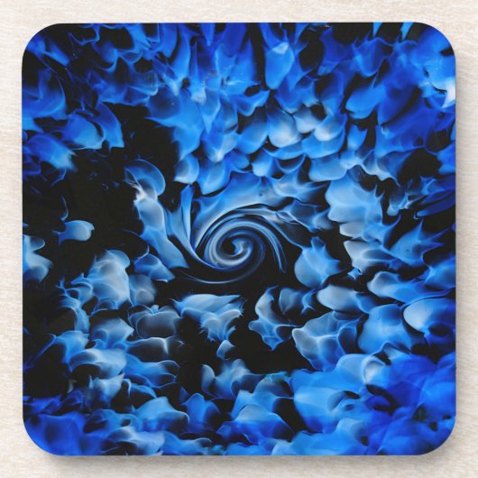 Abstrakt Schwarz und Blau Getränkeuntersetzer (Vorderseite)