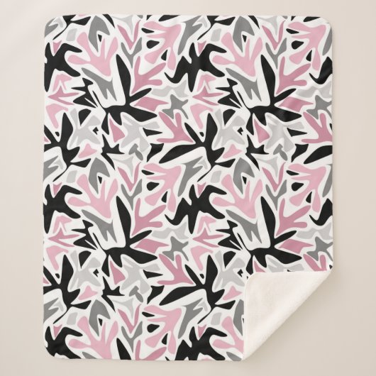 Abstrakt, schwarz und rosa, Jugend, moderne Tablet Sherpadecke (Vorderseite)