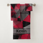Abstrakt, schwarz und rot, Dreieck, geometrisch, b Badhandtuch Set (Insitu)